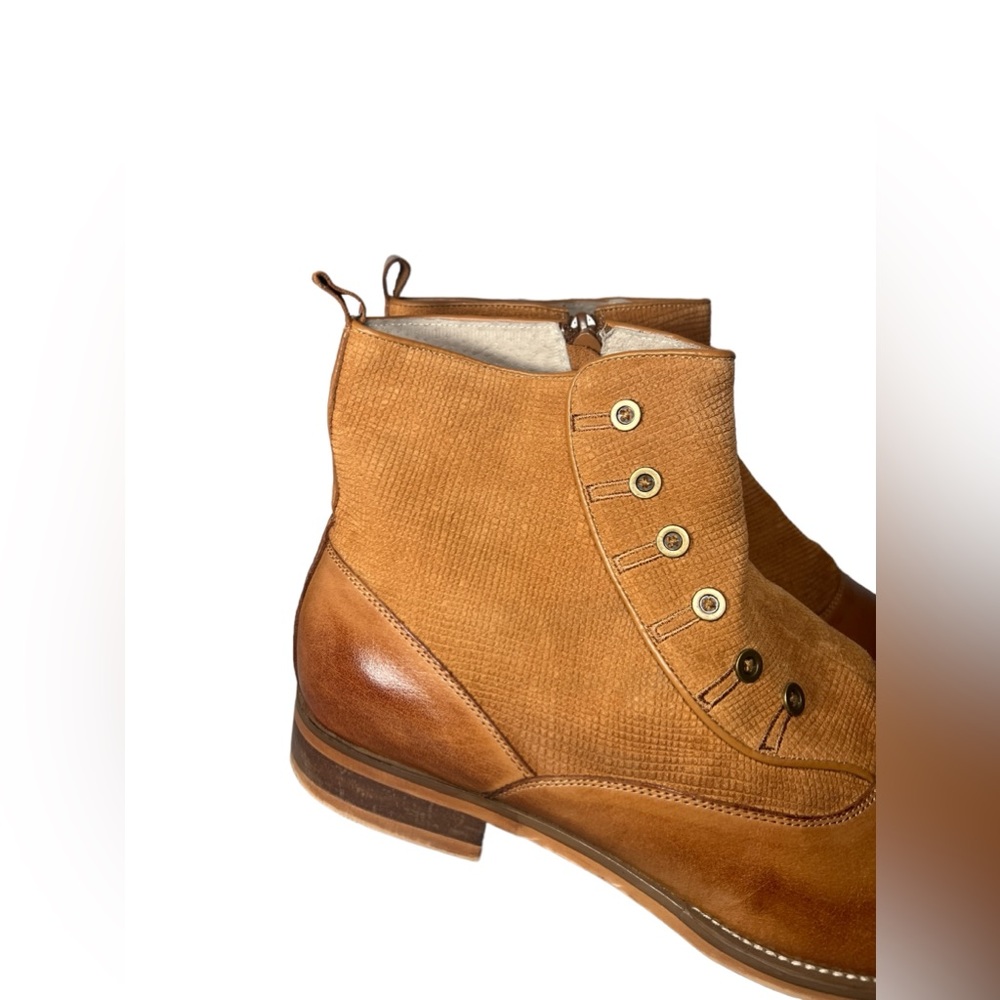 Giovanni Kendrick Leather Ankle Boot Tan Mens 13 Wool Felt Accent - Picture 2 of 11